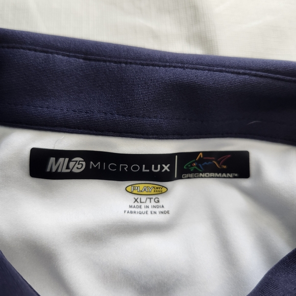 Greg Norman Collection Navy and White Striped Polo - Picture 6 of 7